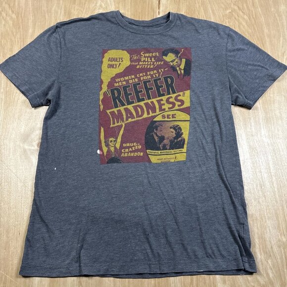 Reefer Madness Mens Gray Short Sleeve Crew Neck T-Shirt Size Large - Picture 1 of 7